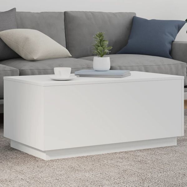 vidaXL Coffee Table White Engineered wood 35.4 x 19.7 x 15.7 in Lights