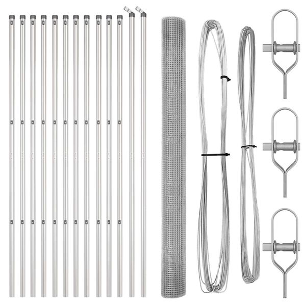 vidaXL Fence Post Silver 82.02 x 4.92 ft (0.47 x 0.47 in mesh) Steel