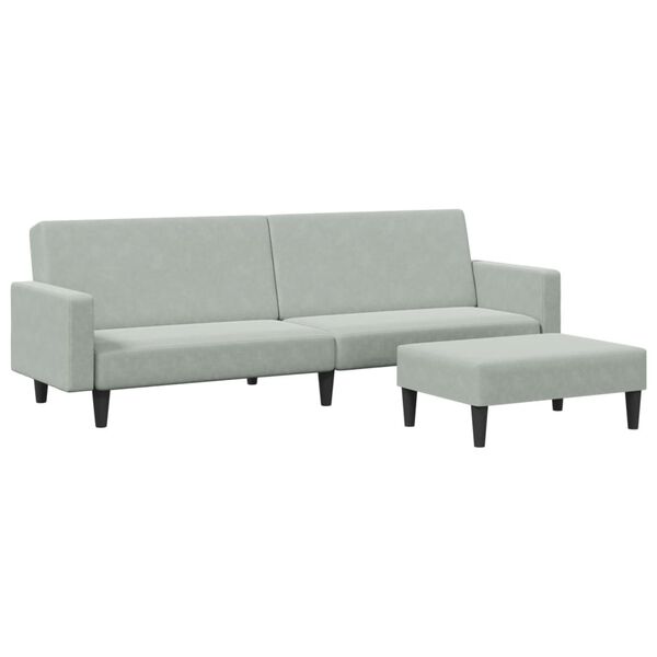vidaXL Sofa Bed Light Grey Velvet (100% polyester), wood, plastic
