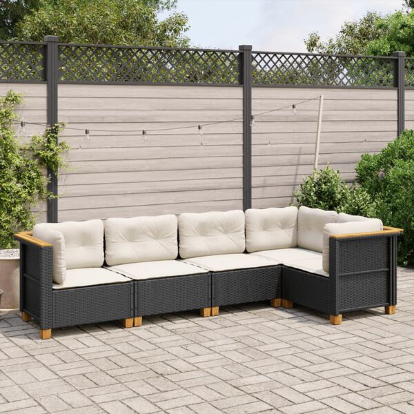 vidaXL Garden Sofa Set Black and Cream White