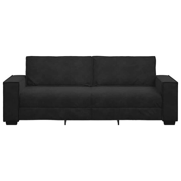 vidaXL 3-Seater Sofa Black Velvet 3-Seater Sofa Rectangular