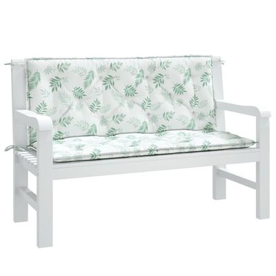 vidaXL Garden Bench Cushions 2pcs Leaf Pattern 47.2"x19.7"x2.8" Fabric