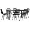 vidaXL Garden Dining Set Black Poly Rattan, Steel, Tempered Glass Standard