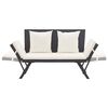 vidaXL Garden Bench Black,Cream white Poly rattan 51.2-69.3 in adjustable