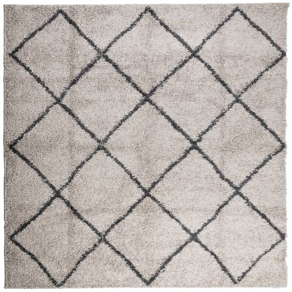 vidaXL Shaggy Rug Beige 100% Polypropylene 47.2x47.2 in Foldable