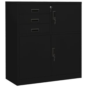 vidaXL Office Cabinet Black Steel Medium Height-Adjustable Shelves