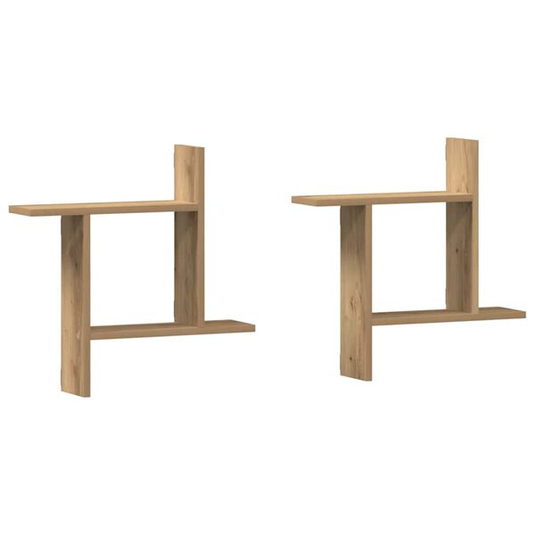 vidaXL Wall Shelves 2 pcs Artisian Oak 19.7x4.7x19.7" Engineered Wood