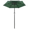 vidaXL Parasol Green Polyester, powder-coated aluminum Large Tiltable