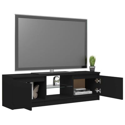 vidaXL TV Cabinet with LED Lights Black 47.2"x12"x14"