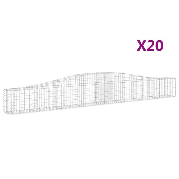 vidaXL Arched Gabion Baskets 20 pcs 157.5x11.8x40/60" Galvanised Iron
