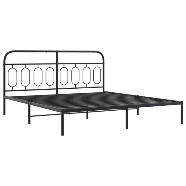 vidaXL Bed Frame Black Steel 71x79 in Super King Bed Frame Rectangular