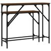 vidaXL Console Table Set of 2 Brown oak Engineered wood, metal