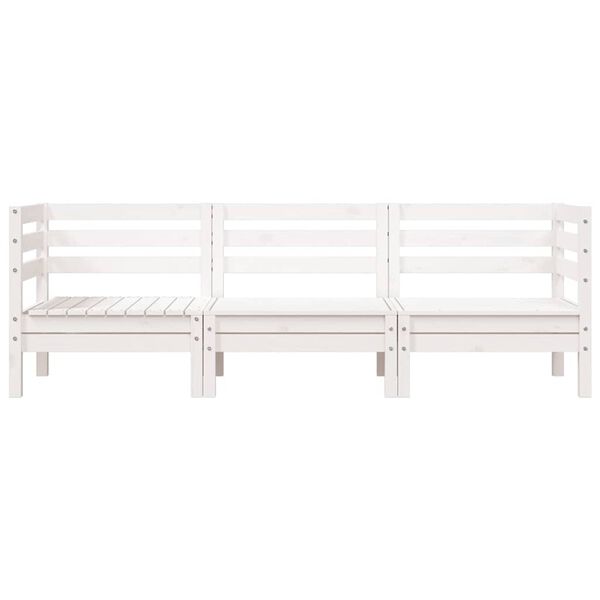 vidaXL Garden Sofa White Solid pine wood 3-seater Modular Garden Sofa