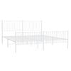 vidaXL Bed Frame White Steel Queen Metal Bed Frame Rectangular