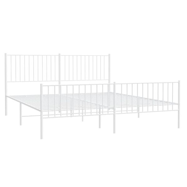 vidaXL Bed Frame White Steel Queen Metal Bed Frame Rectangular