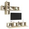 vidaXL 7 Piece TV Stand Set Sonoma Oak Engineered Wood