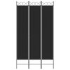 vidaXL 3-Panel Room Divider Black 47.2"x86.6" Fabric