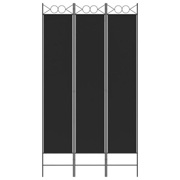 vidaXL 3-Panel Room Divider Black 47.2"x86.6" Fabric