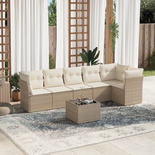 vidaXL Garden Sofa Set Beige, Cream White