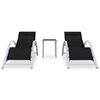vidaXL Sun Lounger Black, Silver Aluminum, Textilene, Steel, Tempered Glass