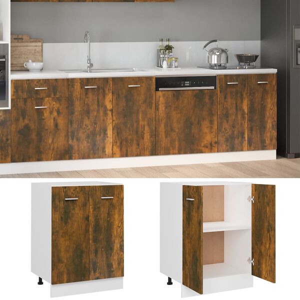 vidaXL Bottom Cabinet Smoked Oak Engineered Wood Standard Bottom Cabinet