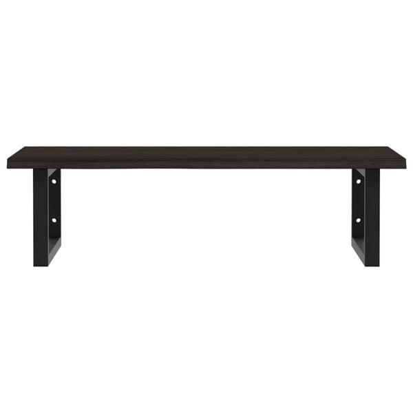 vidaXL Basin Shelf Dark brown and black Solid oak wood and steel