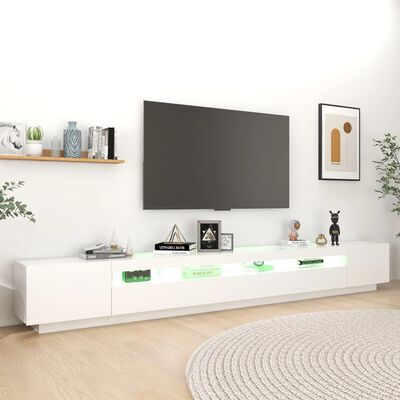 vidaXL TV Stand with LED Lights White 118.1"x13.8"x15.7"