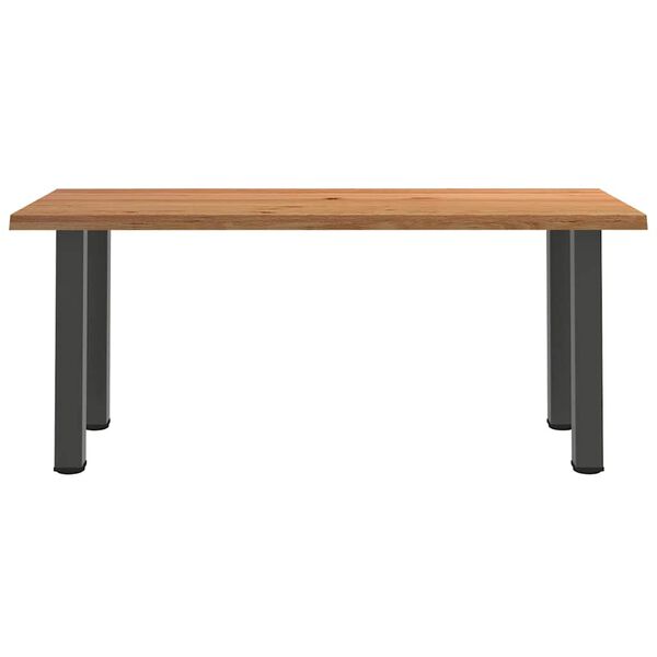 vidaXL Dining Table Light Brown Solid Oak Wood Large Adjustable Feet