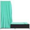 vidaXL Double Sun Lounger with Roof and Curtains Black Poly Rattan