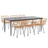vidaXL Garden Dining Set Black Polyethylene Rattan Large Durable