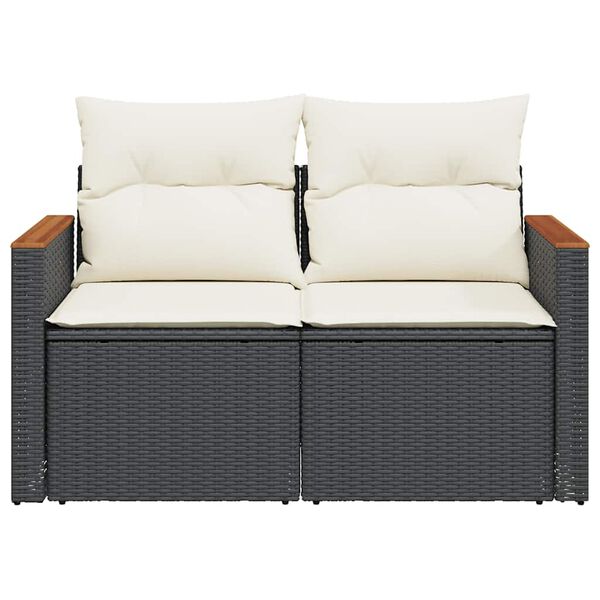 vidaXL Garden Sofa Black and Cream White