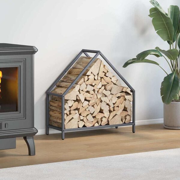 vidaXL Firewood Rack Anthracite 23.6x9.8x23.6" Cold-rolled steel