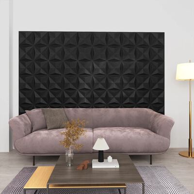 vidaXL 3D Wall Panels 48 pcs 19.7"x19.7" Origami Black 129.2 ft²