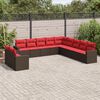 vidaXL 11 Piece Patio Sofa Set with Cushions Brown Poly Rattan