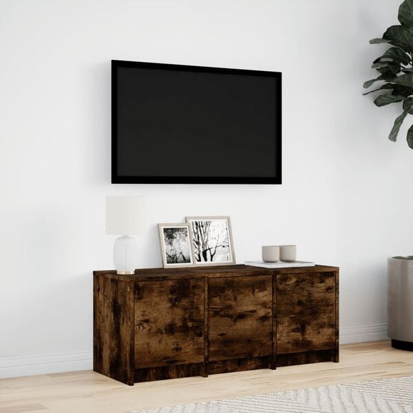 vidaXL TV Cabinet Smoked Oak Engineered Wood 38.2 x 13.4 x 15.7 in