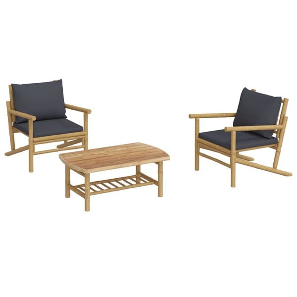 vidaXL Garden Lounge Set Bamboo Three Piece Set Modular
