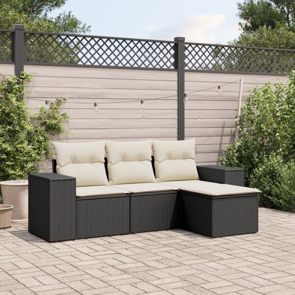vidaXL Garden Sofa Set Black, Cream White