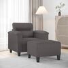 vidaXL Sofa Chair With Footstool Grey Faux leather Single Sleek