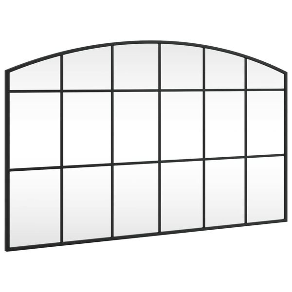 vidaXL Wall Mirror Black Glass, Powder-coated iron 39.4 x 23.6 in