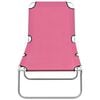 vidaXL Sun Lounger Pink Oxford fabric, Powder-coated steel Standard