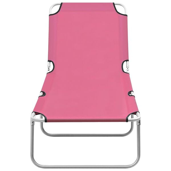 vidaXL Sun Lounger Pink Oxford fabric, Powder-coated steel Standard
