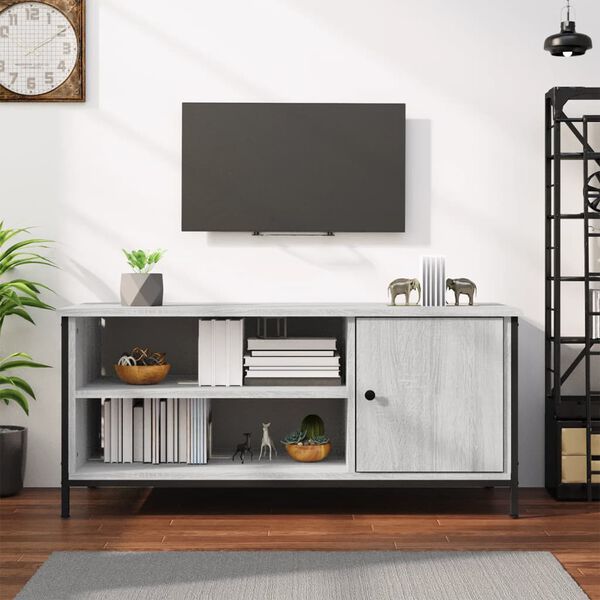 vidaXL TV Cabinet Gray Sonoma Engineered wood, steel Medium TV Cabinet