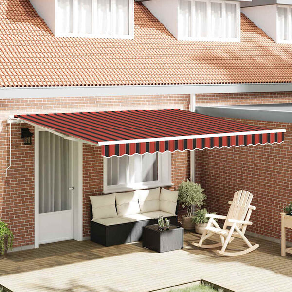 vidaXL Retractable Awning Manual Orange and Brown 157.48 x 118.11 in