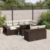 vidaXL Garden Sofa Set Brown PE rattan, powder-coated steel, tempered glass