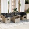 vidaXL Garden Sofa Set Light Grey PE Rattan Large Adjustable Armrests