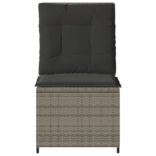 vidaXL Reclining Garden Sofa Grey PE rattan Compact Removable Covers