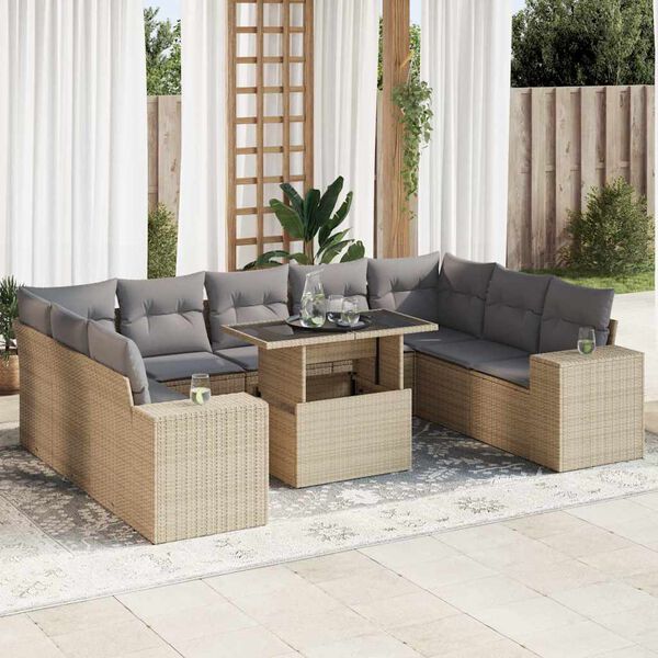 vidaXL Garden Sofa Set Beige and Light Grey