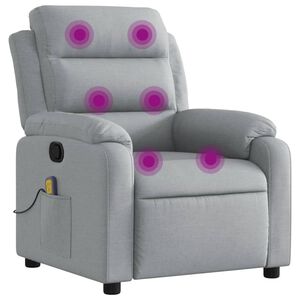 vidaXL Massage Recliner Chair Light grey Fabric, metal, plywood Single