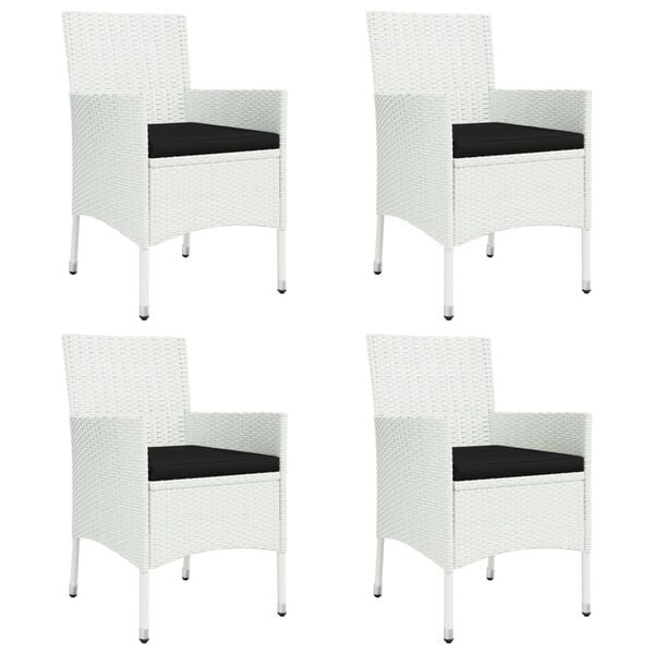 vidaXL Patio Dining Set Set of 4 White, Black