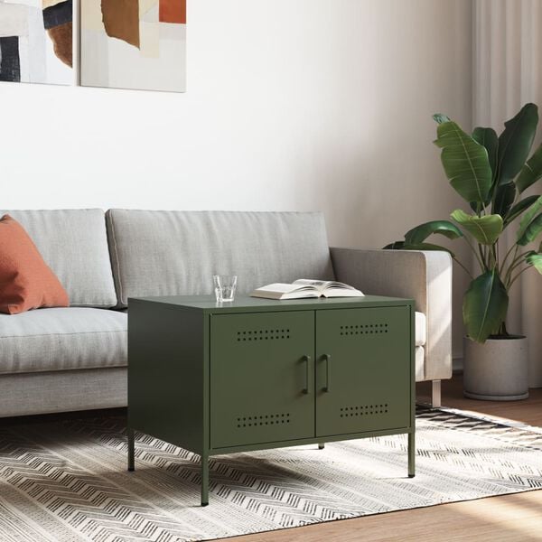 vidaXL Coffee Table Olive Green Cold-rolled steel Medium Coffee Table
